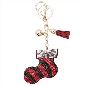 Rhinestone Christmas Stocking Purse Charm